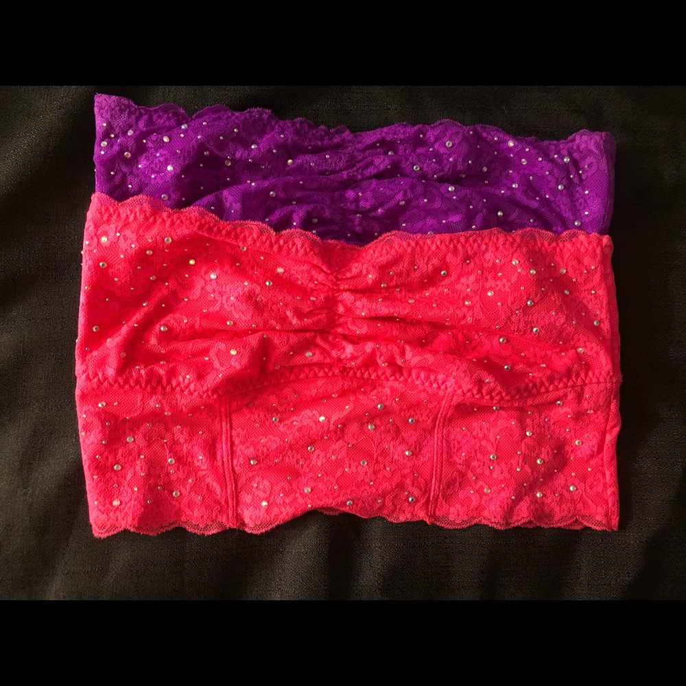 Victoria Secret Pink Lace Bandeau Bralette L